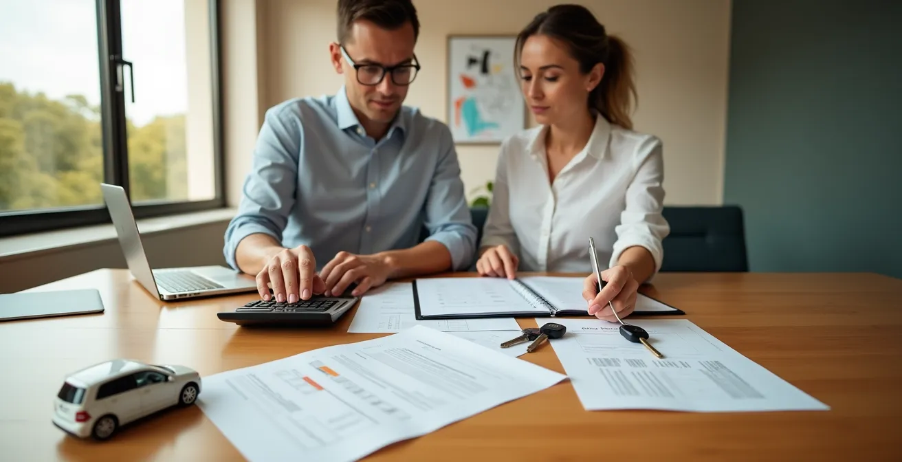 Calculadora visual comparando costes de renting versus financiación de coche