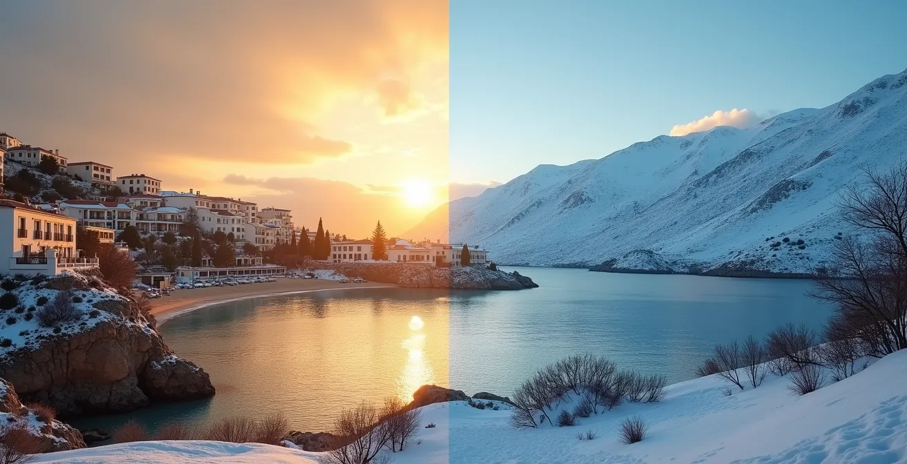 Comparativa de curvas de tesorería estacional entre hotel de costa y estación de esquí